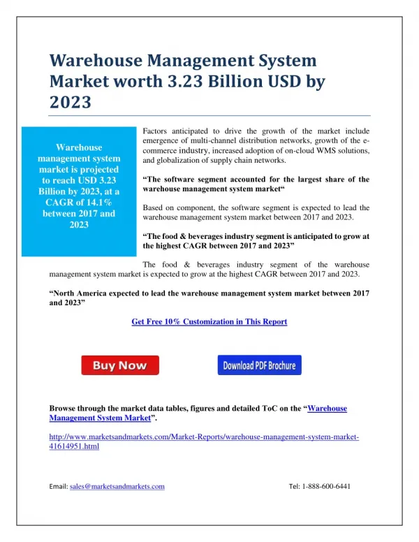 Warehouse Management System Market worth 3.23 Billion USD by 2023