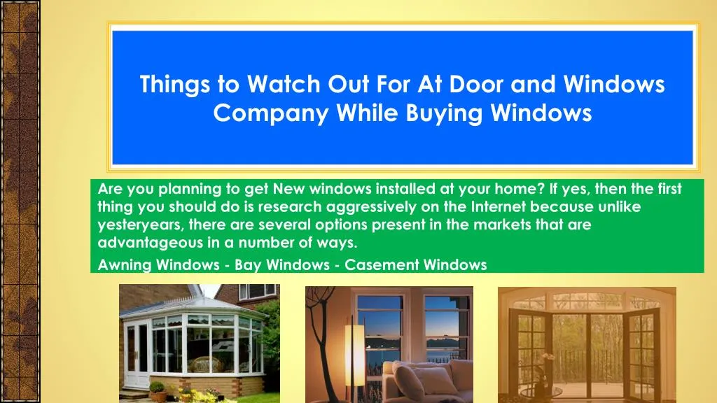 things to watch out for at door and windows company while buying windows
