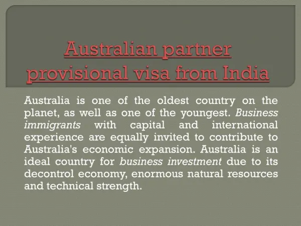 australian partner provisional visa from india