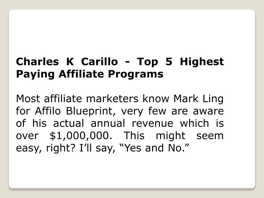 charles k carillo top 5 highest paying affiliate