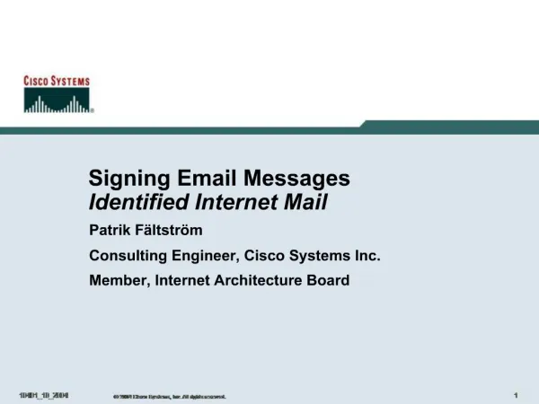 Signing Email Messages Identified Internet Mail