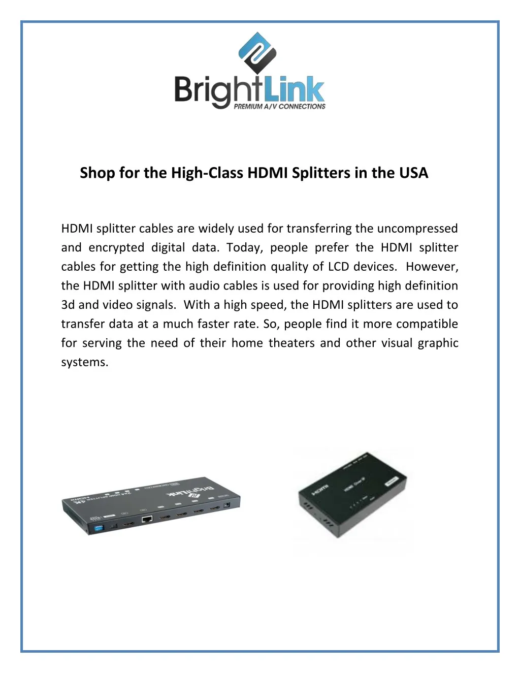 shop for the high class hdmi splitters in the usa