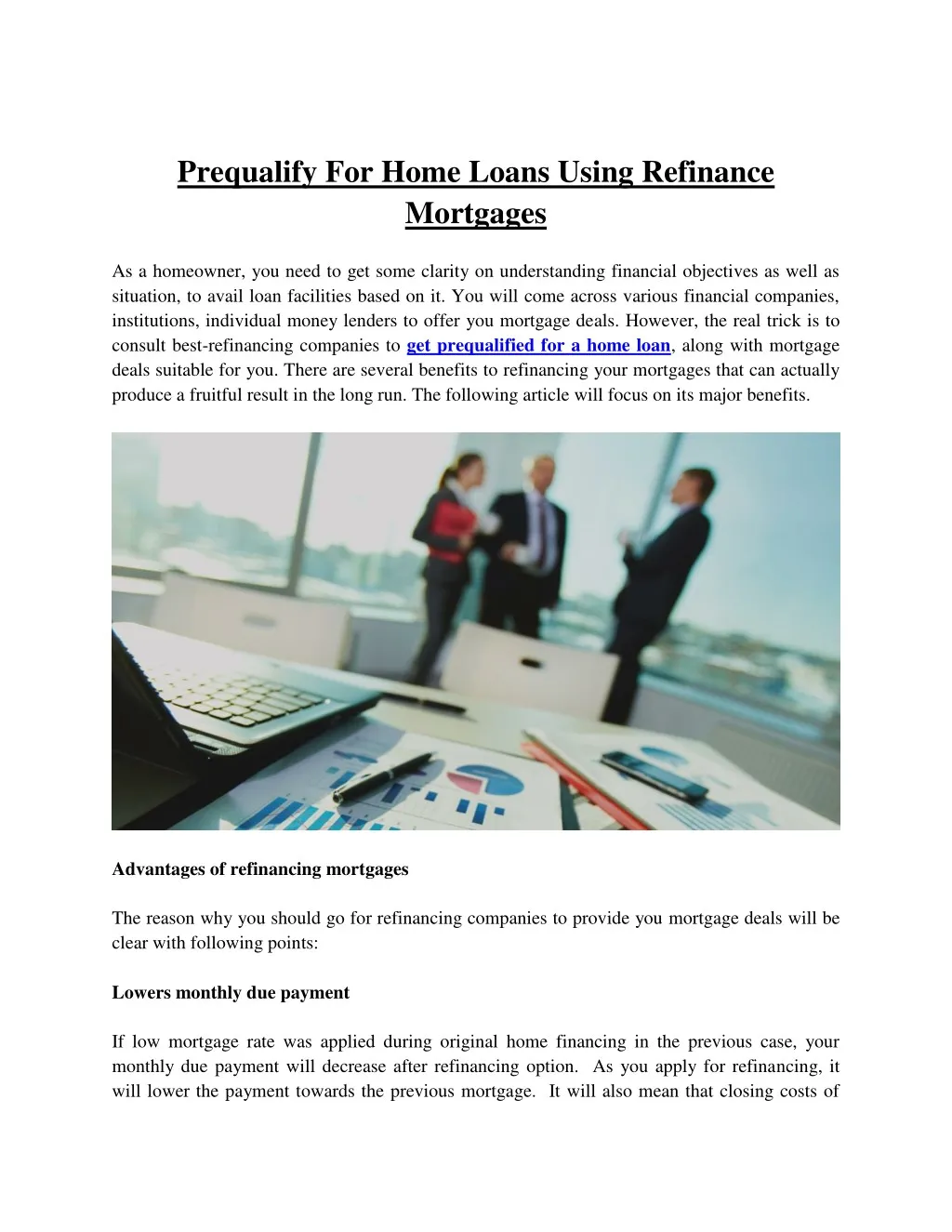 prequalify for home loans using refinance