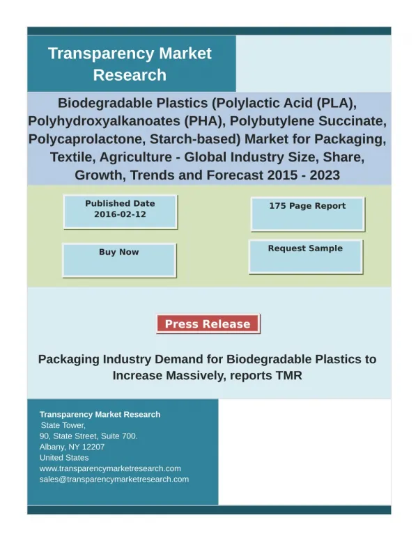 Biodegradable Plastics Market: Analysis by Global Segments, Size, Trends and Forecast 2023