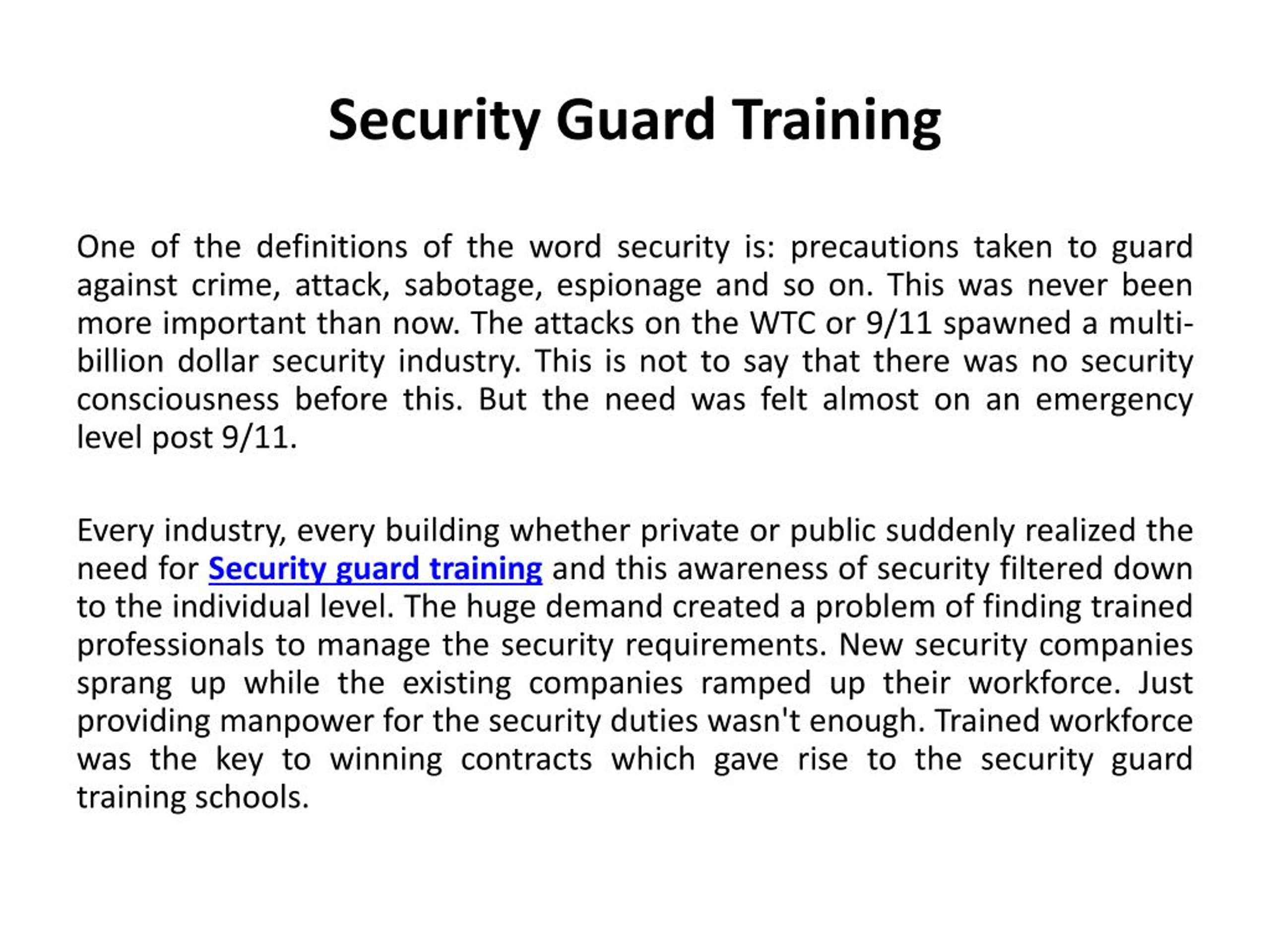 PPT - Security guard training PowerPoint Presentation, free download ...