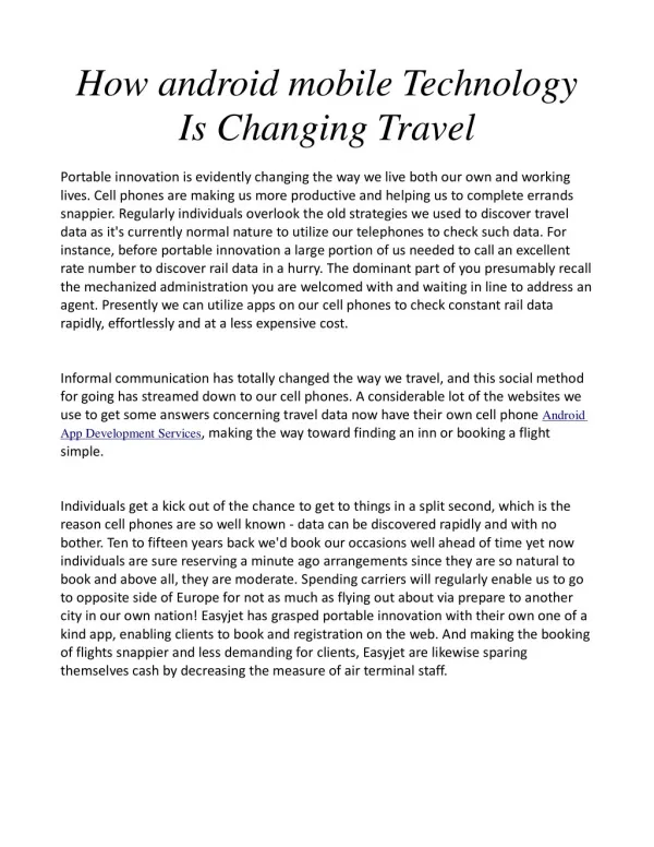 How android mobile Technology Is Changing Travel