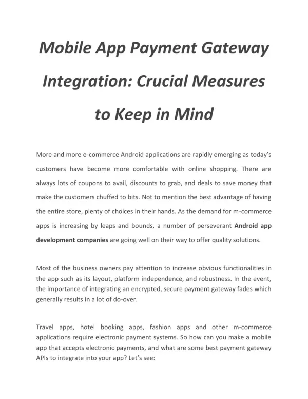 Mobile App Payment Gateway Integration_ Crucial Measures to Keep in Mind