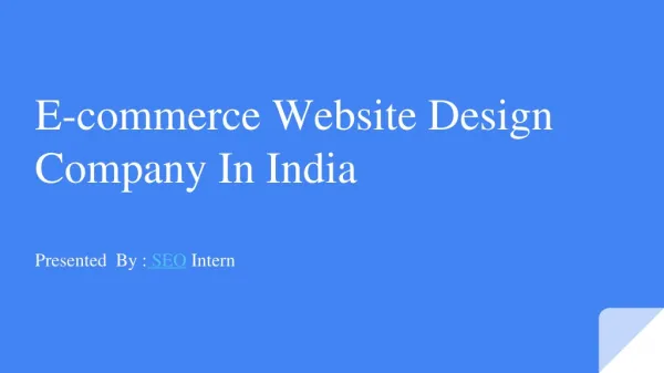 E-commerce website design company in India