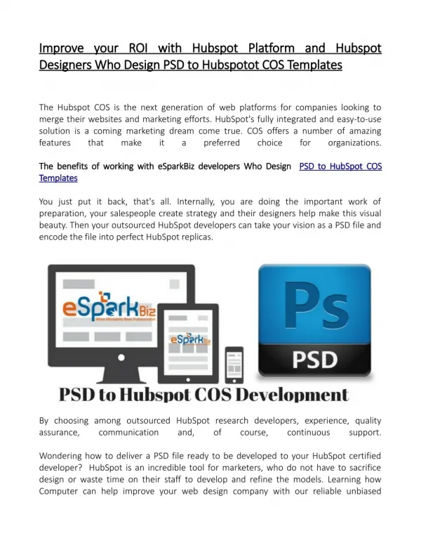 Looking for Implementing PSD to Hubspot COS Development....?