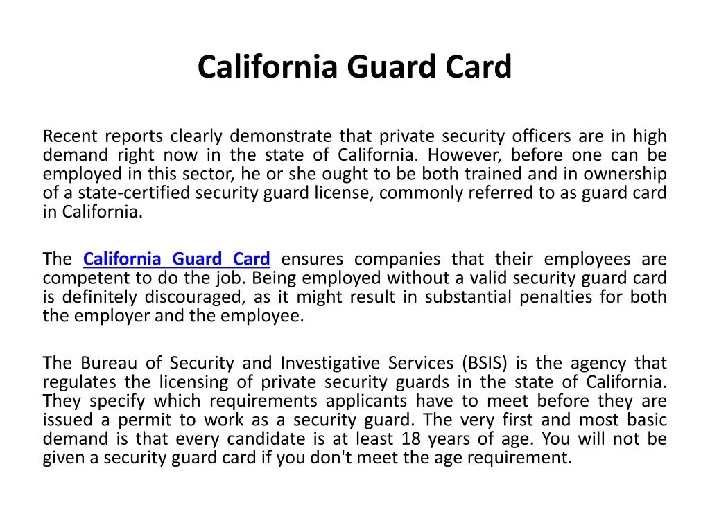 california guard card