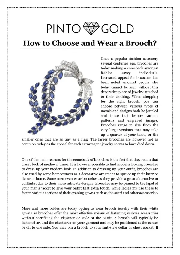 How to Choose and Wear a Brooch?