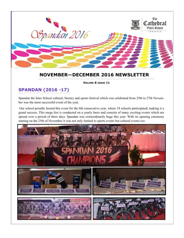 Cathedral Vidya School Newsletter - Cathedral School Mumbai
