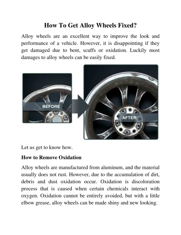 How To Get Alloy Wheels Fixed?