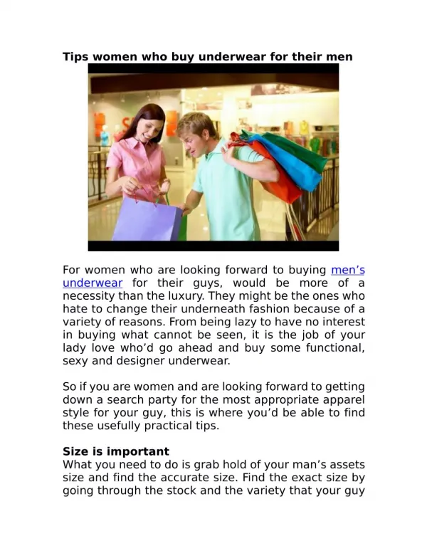 Tips women who buy underwear for their men