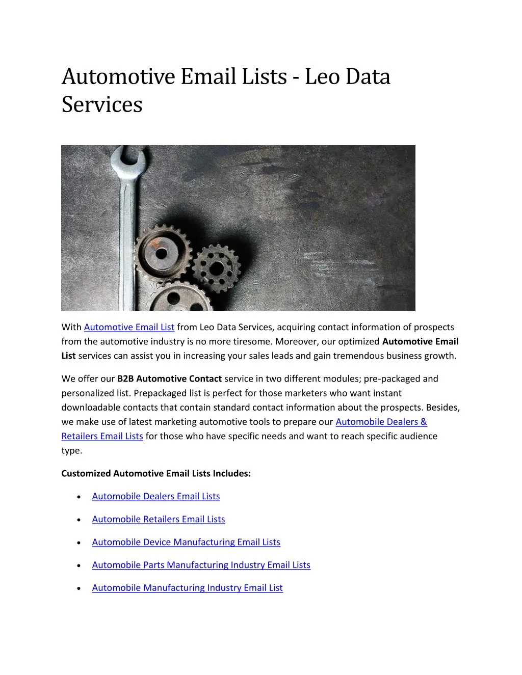 automotive email lists leo data services