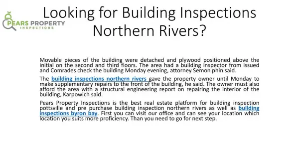 Looking for building inspections northern rivers