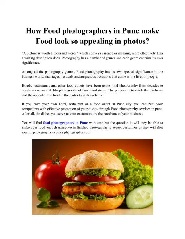 How Food photographers in Pune make Food look so appealing in photos?