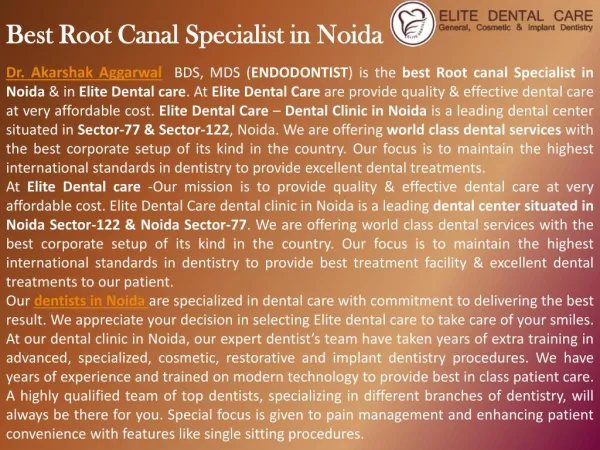 Best Dentist in Noida | Dr Akarshak Aggarwal | Elite Dental Care