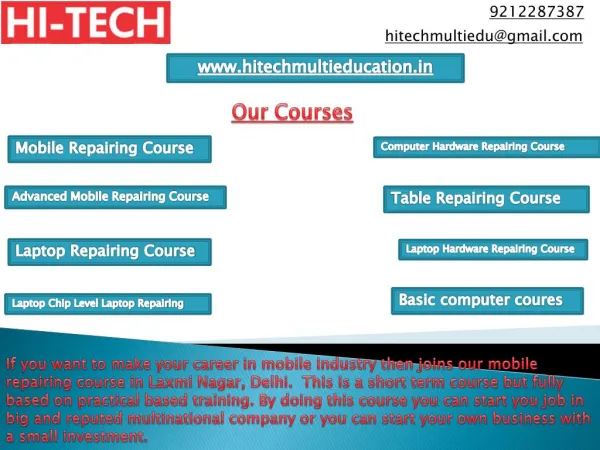 Hi Tech Provides Marvelous Mobile Repairing Course in Laxmi Nagar, Delhi