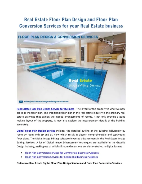 Real Estate Floor Plan Design and Floor Plan Conversion Services for your Real Estate business