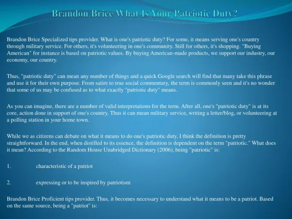 Brandon Brice Infringement on Citizens' Rights - Automatic Voter Registration