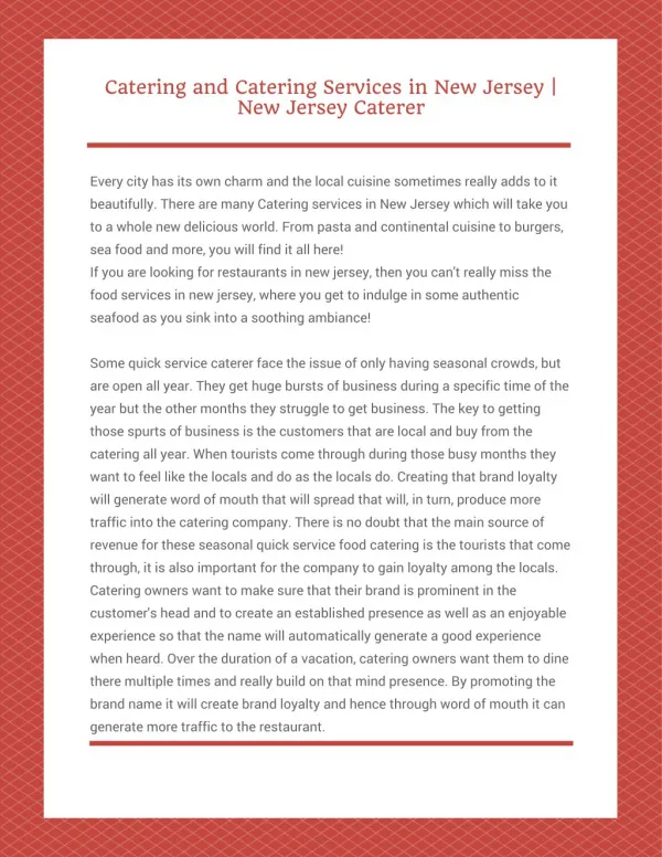 Catering and Catering Services in New Jersey | New Jersey Caterer