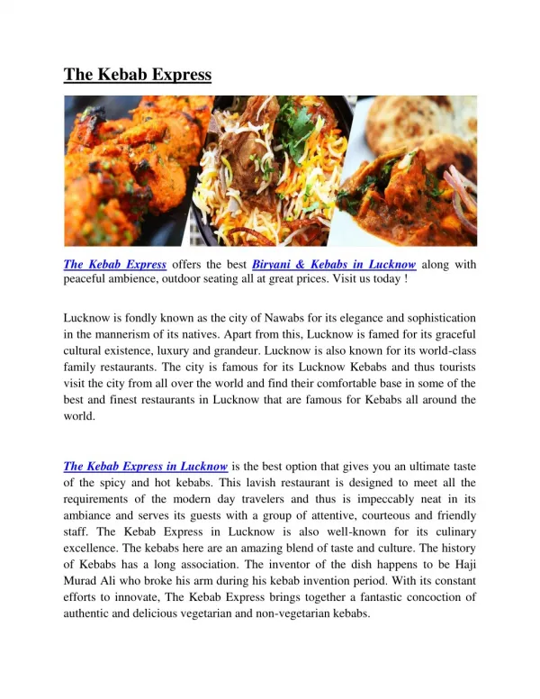 The Kebab Express | Best Biryani & Kebabs in Lucknow