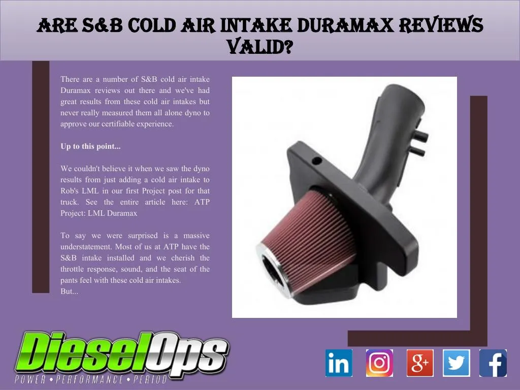 are s b cold air intake duramax reviews valid