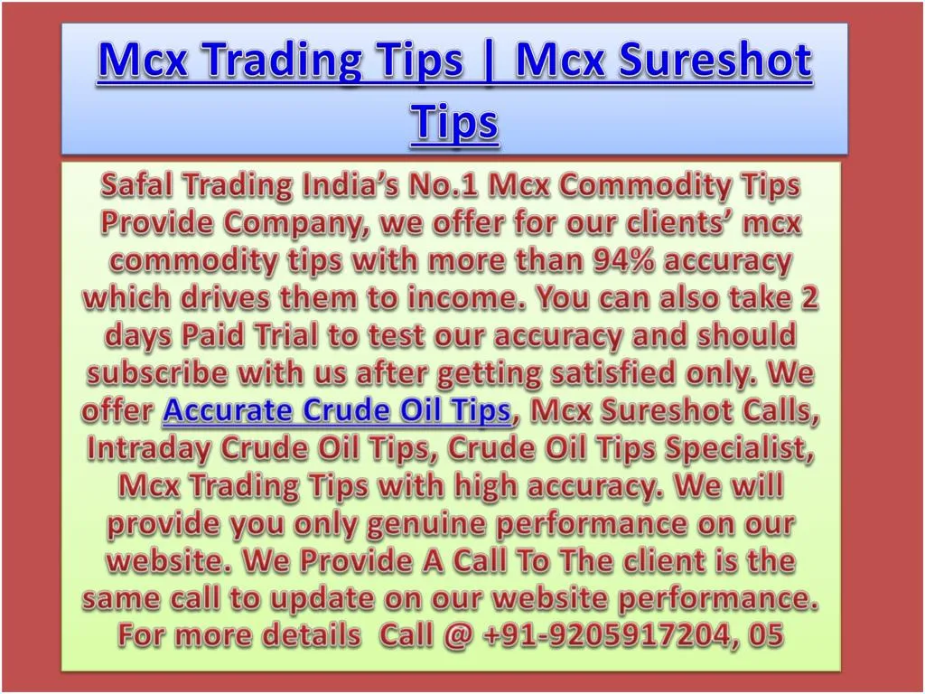mcx trading tips mcx sureshot tips