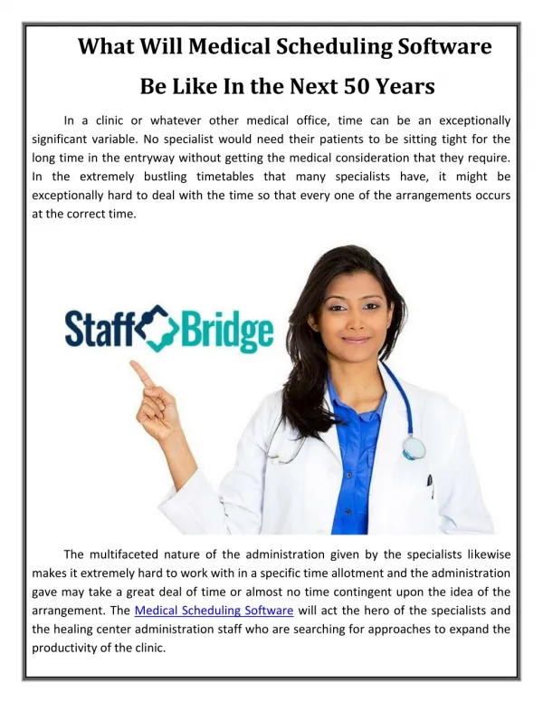 Medical Scheduler Software | StaffBridge