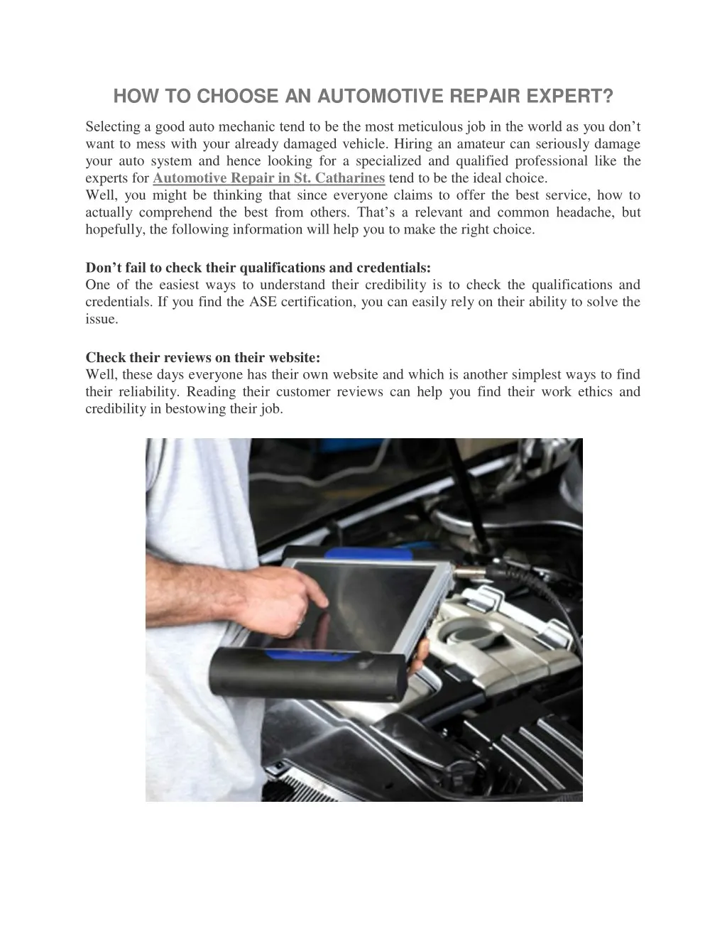 how to choose an automotive repair expert