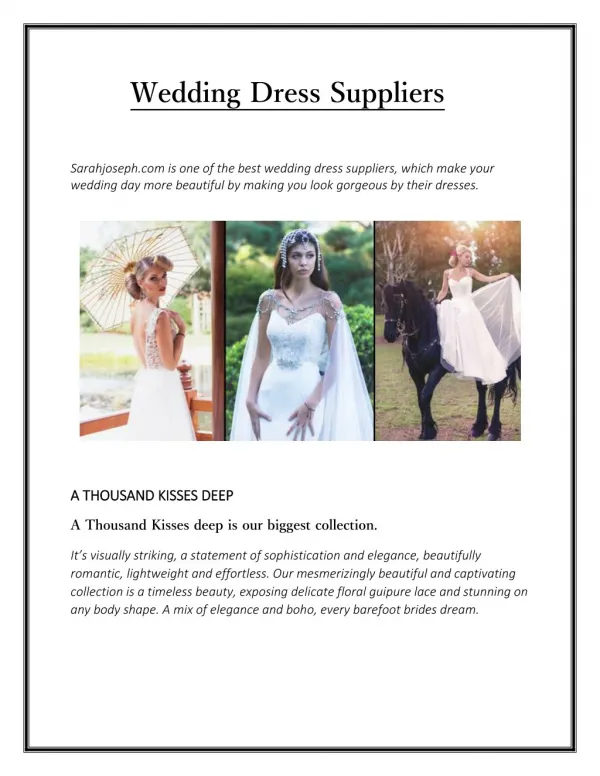 Wedding Dress Suppliers - Sarahjoseph