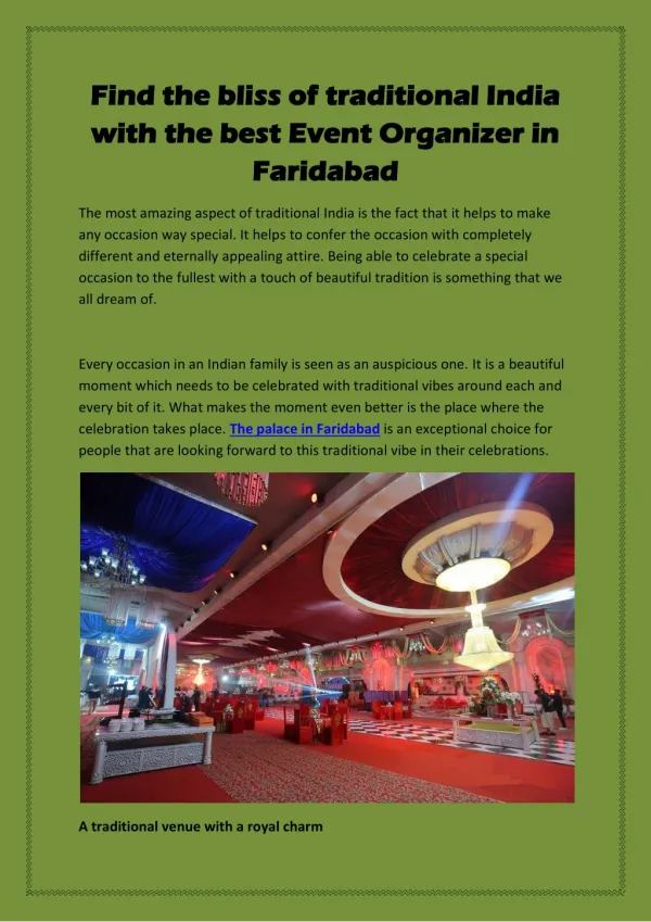 Find the bliss of traditional India with the best Event Organizer in Faridabad