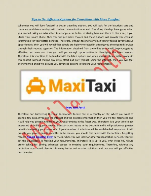 Maxi Taxi Perth