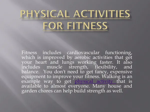 Physical Activities For Fitness