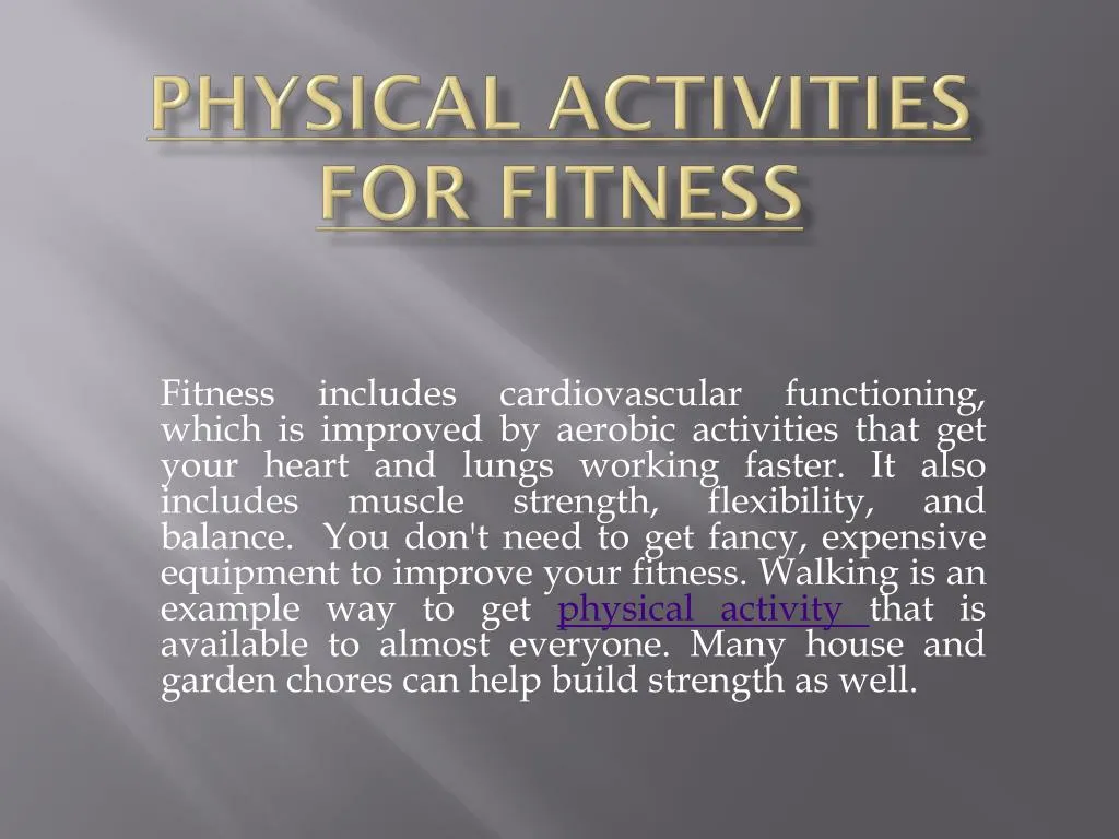 physical activities f or fitness