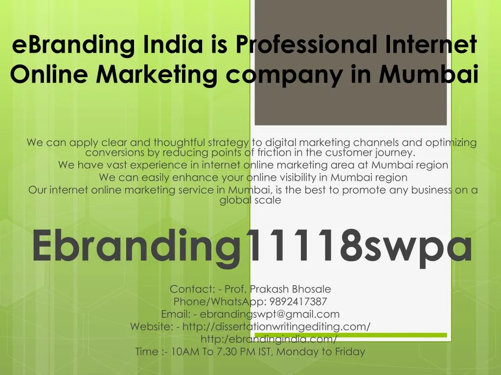 ebranding india is professional internet online marketing company in mumbai