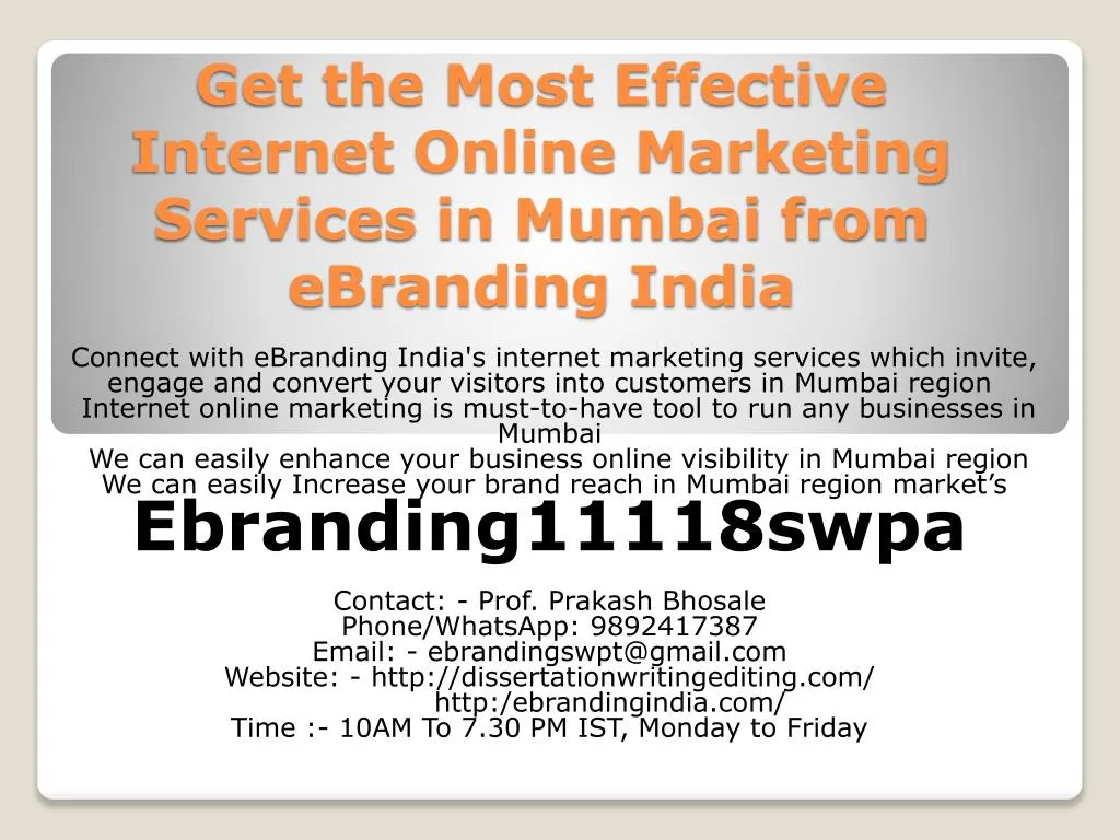 get the most effective internet online marketing services in mumbai from ebranding india