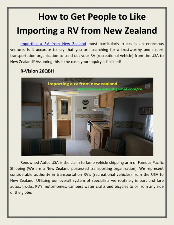 How to Get People to Like Importing a RV from New Zealand