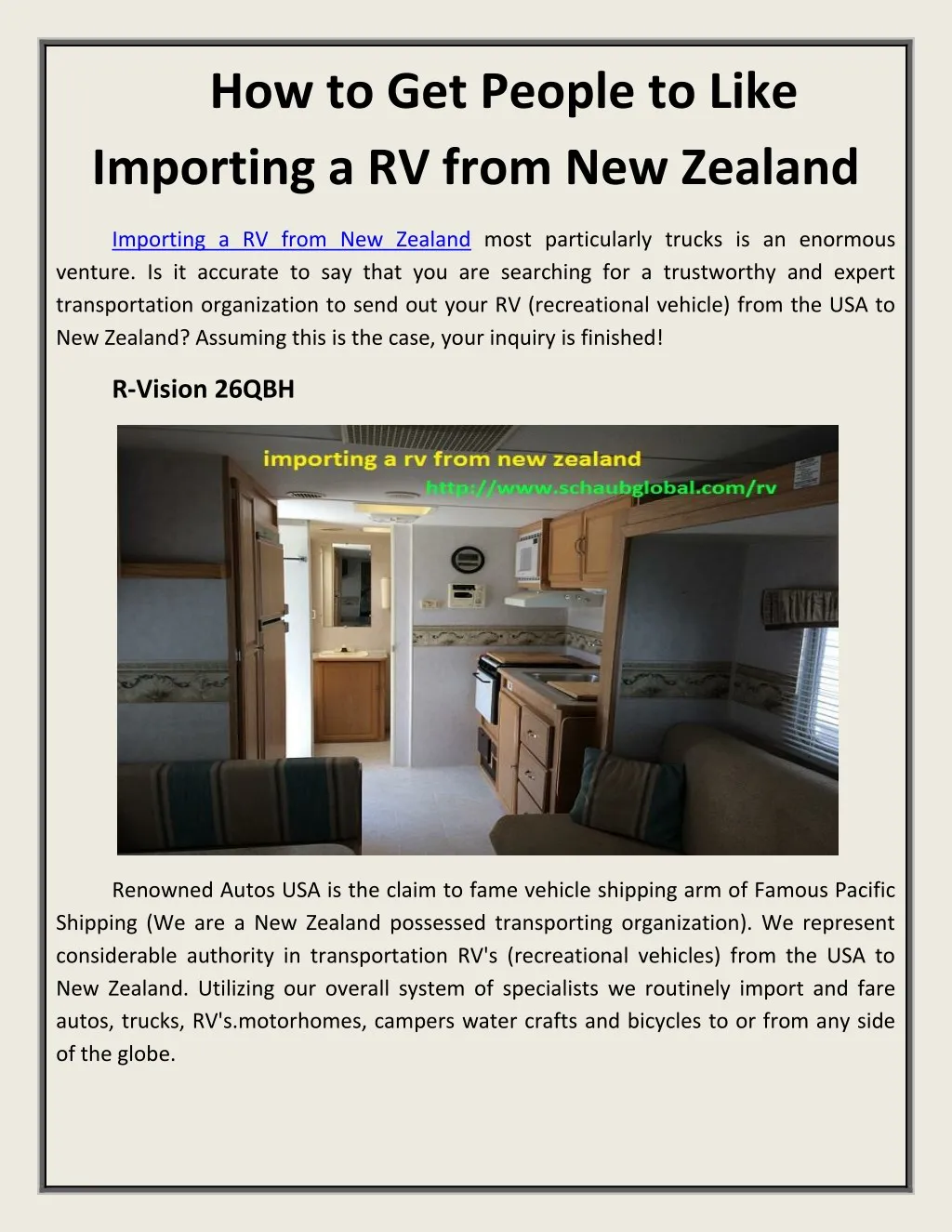 how to get people to like importing a rv from