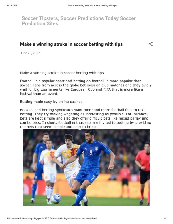 Make a winning stroke in soccer betting with tips