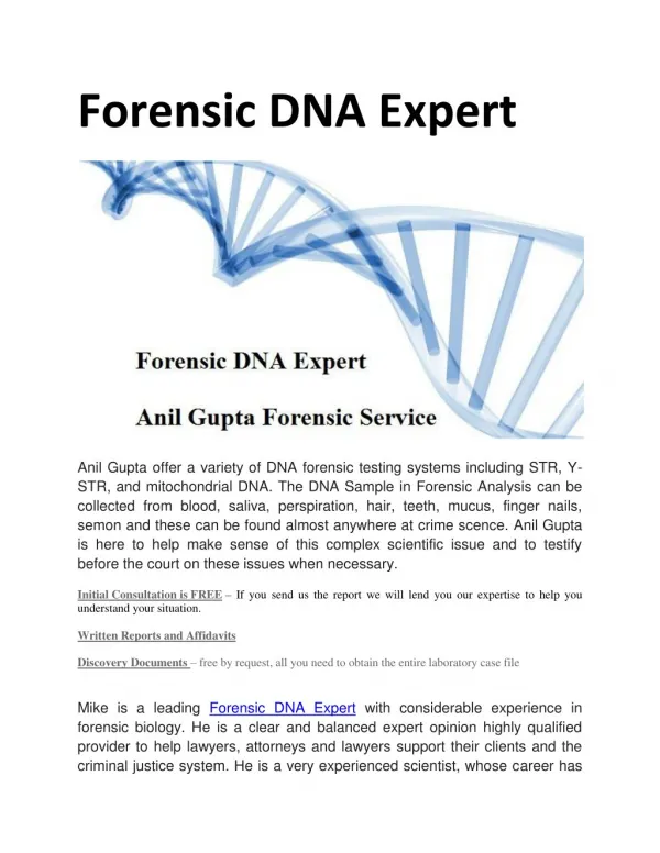 Forensic DNA Expert