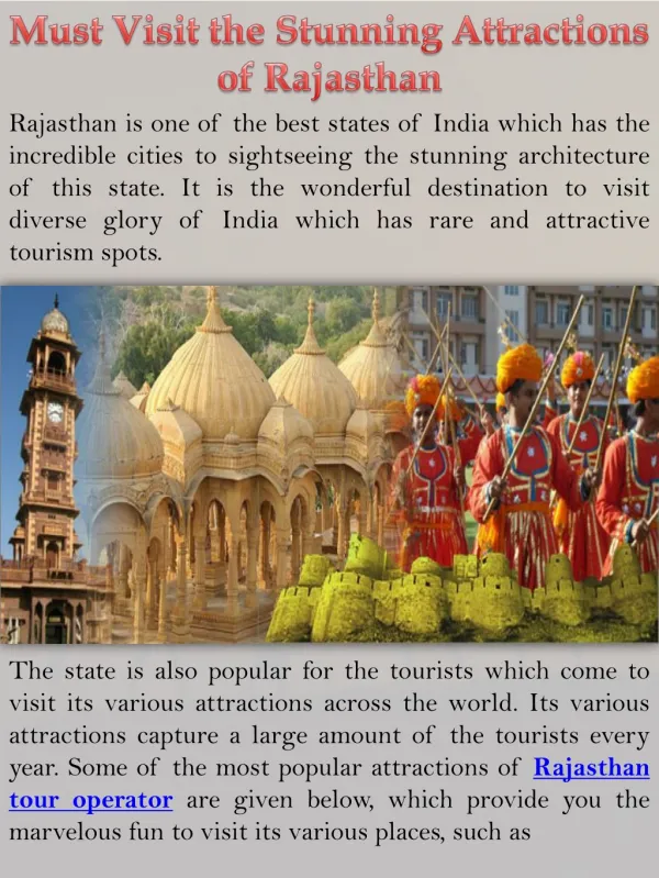 Must Visit the Stunning Attractions of Rajasthan