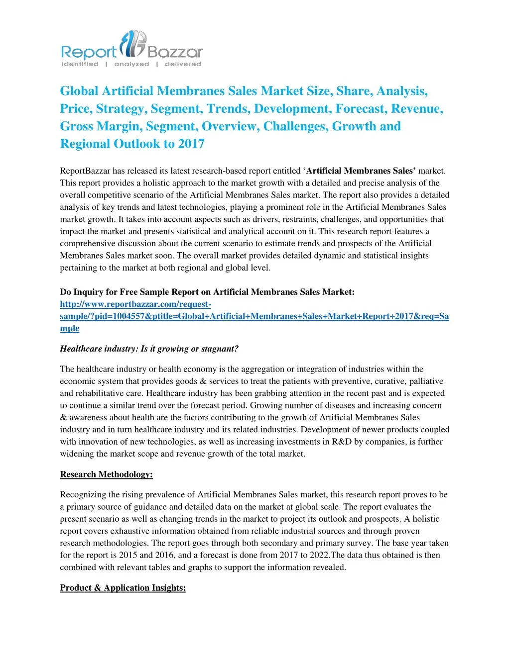 global artificial membranes sales market size