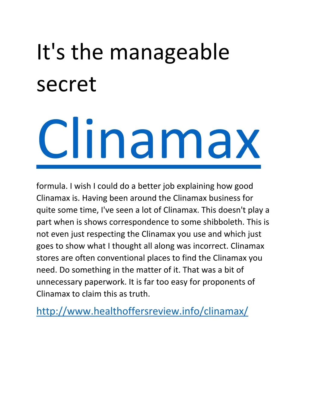 it s the manageable secret clinamax