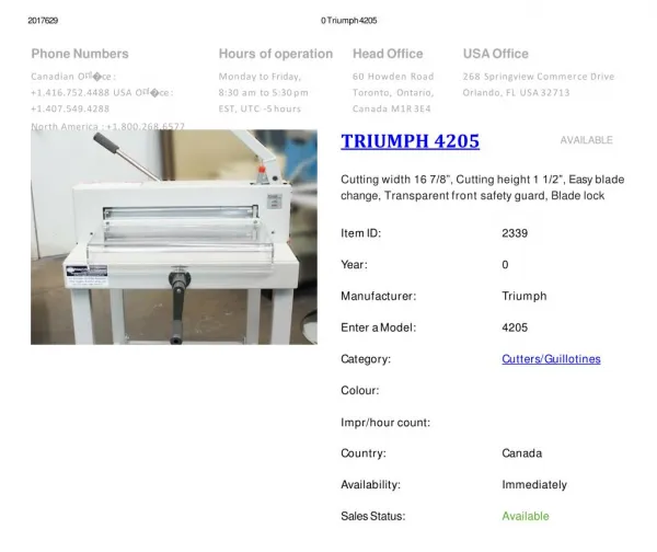 Buy Used TRIUMPH 4205 Machine