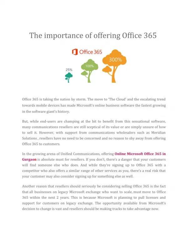 The importance of offering Office 365