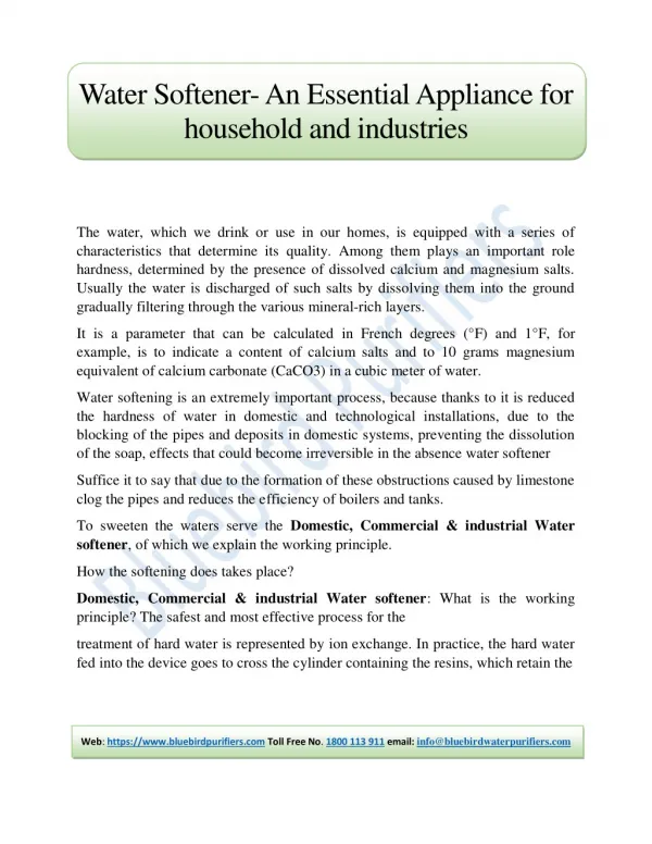 Water Softener- An Essential Appliance for household and industries