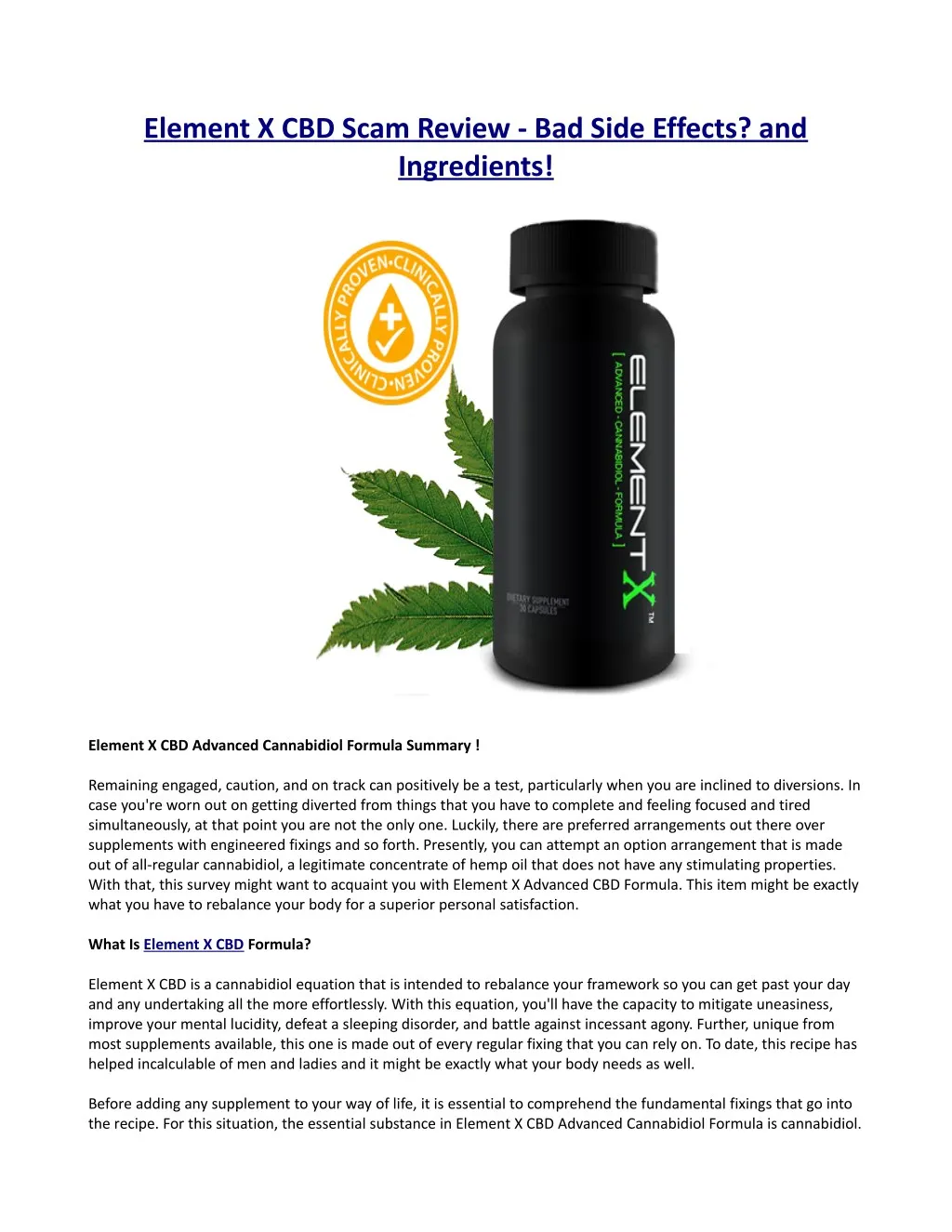 element x cbd scam review bad side effects