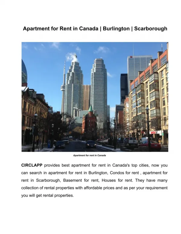 Apartment for Rent in Canada | Burlington | Scarborough